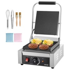 VEVOR Piastra Elettrica per Panini Professionale 1800 W in Acciaio Inox 22x23 cm