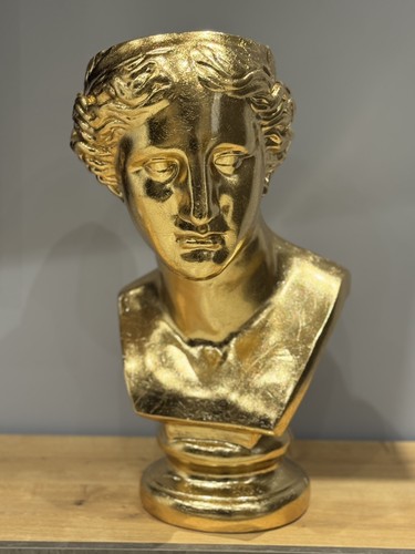 Portavaso resina busto oro