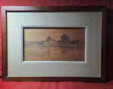 Quadro Antico. Bella Pirografia antica; cornice 28x38; incisione 13,5x24