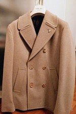 giaccone caban LUIGI BIANCHI SARTORIA, beige, NUOVO 100% pura lana vergine 