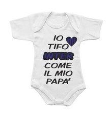 Body Neonato Pagliaccetto Tifoso Inter Nerazzurro Come Il Mio Papà Mezze Maniche