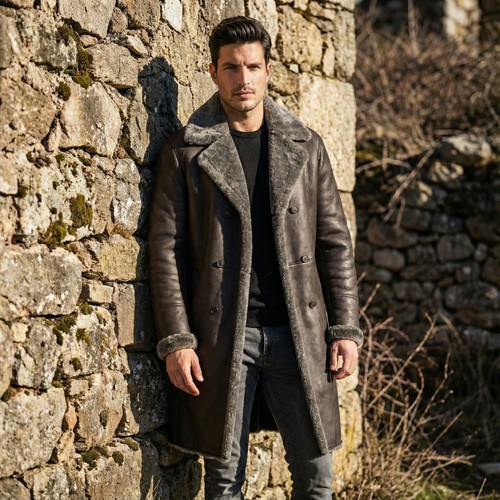 Cappotto uomo shearling nero - shearling,