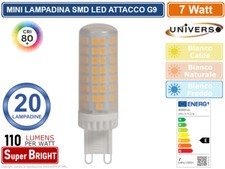 20PZ LAMPADINA LED G9 SPOTLIGHT 7W TUBOLARE SMD CHIP 770 LUMEN 3000K 4000K 6500