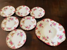 AYNSLEY Made in England 6 antichi piatti da dolce + vassoio