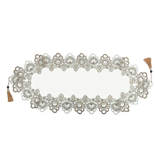 Beige pizzo tovaglia ricamato - pizzo,