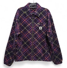 Teddy Fresh Fleece Plaid Zip Giacca Donna Taglia Media Viola Accogliente Streetwear