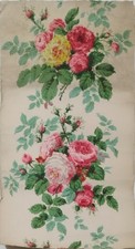 Antica carta da parati del ‘900 con fiori, rose cm 54 x 28 - XX secolo