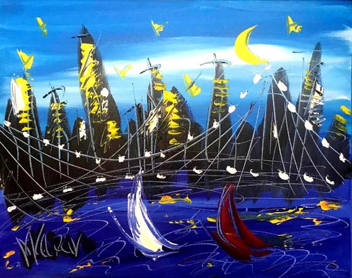 New york moon quadro originale - new,