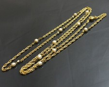Autentica collana lunga CHANEL marchio cocco vintage metallizzato #6192