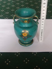 Vintage Vasetto Piccolo Ceramica DERUTA PERUGIA Anni 30/40 Verde Vaso Miniatura