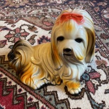 SHIH TZU Chien Grande Céramique Émaillée Française C 1970 Bel État Rarissime !