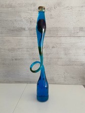 Bouteille Décorative en Verre Soufflé Chauffé & Sculpté à la Main Déco Rose Art