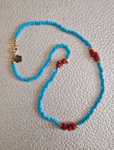 Collana perline color turchese - perline,