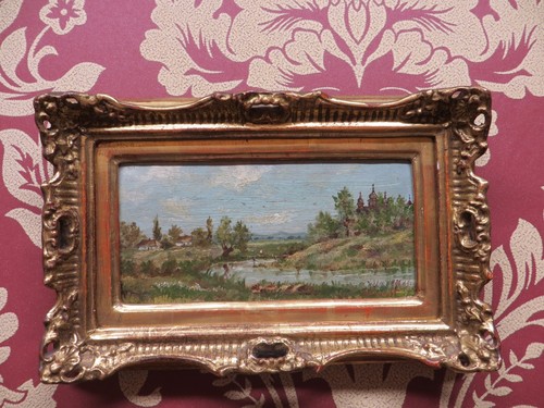 Quadro olio legno con - olio, su