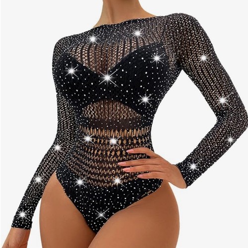Body con strass rete - con,