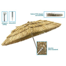 Ombrellone mare Rafia d.200 Rafia Paglia 8 stecche