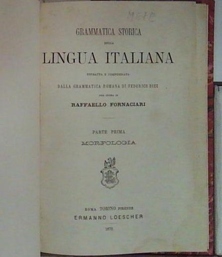 Grammatica storica della - ,