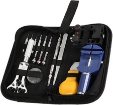 KIT RIPARAZIONE OROLOGI PROFESSIONALE ATTREZZI OROLOGIAIO CON BORSELLO APRICASSE