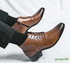 Stivaletti uomo a punta inglesi eleganti casual moda scarpe stringate zip tg