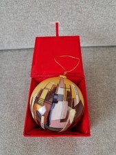 Palla di Natale grande in vetro opalino dipinta a mano BNL - 2017