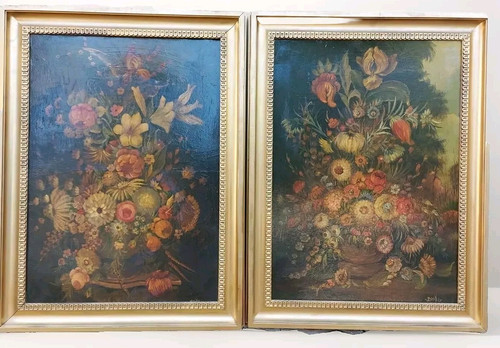 Coppia quadri fiori dipinti - fiori,