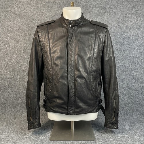 Giacca pelle nera vintage - , anni