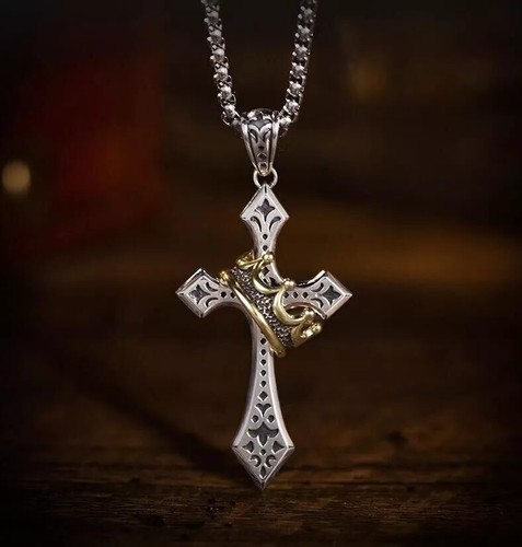 Collana uomo croce - in, acciaio