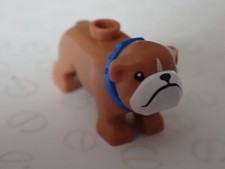 LEGO Pet Bull Cane Animale per Minifigure con Collare Blu Bulldog Carlino (B373)