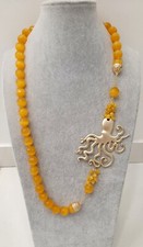 Collana artigianale lunga in Agata gialla pietra dura polipo