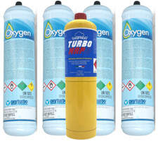 4 BOMBOLE OSSIGENO SALDATURA 1 BOMBOLA TURBO MAP TURBO SET 110 200