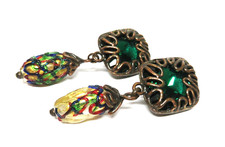 RARO! Orecchini/clip Yves Saint Laurent Rive Gauche con pietre preziose, circa 7 cm