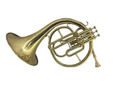 Corno tromba in ottone con astuccio da arredamento casa sala salotto arte 