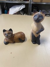 Statue Gatti In Legno Vintage 
