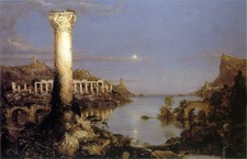 Oil painting Thomas cole - The Course of the Empire Desolation moon night view