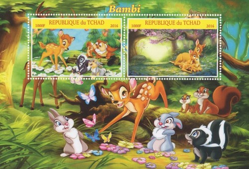 Foglio francobolli bambi walt - foglio,