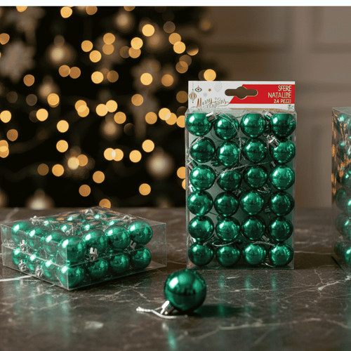 Palline natale verdi lucide - natale,