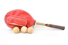Racchetta Da Tennis In Legno Vintage Donnay Flash + Custodia Rossa Con Palline
