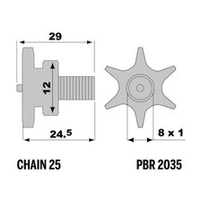 Pignone PBR Z6 denti passo 25