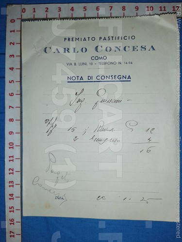 J7459 nota consegna 1925 - nota, di