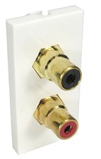 RCA 2 Phono Euro Mod PANNELLO PRESA MONTAGGIO A PARETE Faceplate AUDIO Accoppiatore Nero Rosso