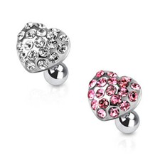 Piercing Al Trago Helix Orecchio Cuore Cristalli Zirconia Rosa Chiaro Bianco