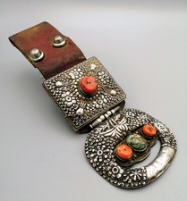 ANTICO ORNAMENTO TIBETANO IN ARGENTO "LOCHAB" - XIX SECOLO