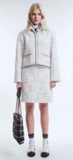 Gonna donna CHANEL tweed plaid paillettes logo taglia 34 bianca 2021 originale