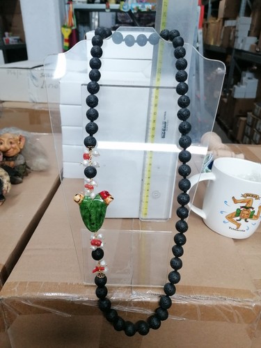 Collana pietra lavica - lavica,, perle