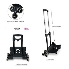 carrello trolley porta zaino cartella a 3 ruote da scuola per bambini gradini 