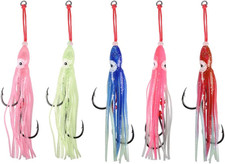 Esche Da Pesca, 5 Pezzi Esca Artificiali Traina Luminose Con Coda a Gonna a Ganc