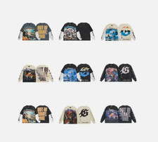 T-shirt uomo Godspeed manica lunga vintage puro cotone stampato girocollo grafica