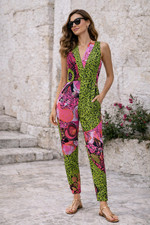 Fuzzi mesh floral jumpsuit - mesh,