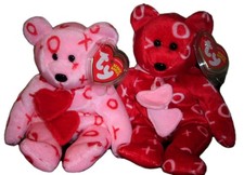 Ty Beanie Baby Set ABBRACCIO E BACIO-BACIO (8,5 Pollici) Peluche Giocattolo Orsi MWMTs