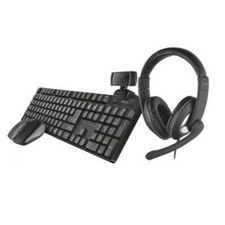 KIT TRUST 4 IN 1 TASTIERA MOUSE WEBCAM CUFFIE QOBY HOME OFFICE SET COMPLETO